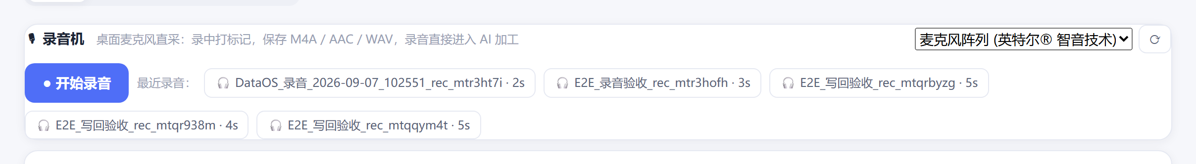 DataOS "Voice Recorder" real UI screenshot